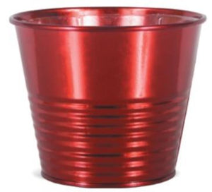 5" x 4.25" H Red Ribbed Metal Pot
