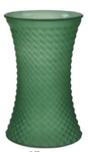 8" Round Aloe Green Embossed Glass Vase