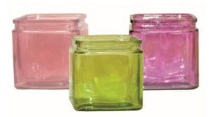 4.75" x 4.75" Asst Clear Colours Glass Cube Vase
