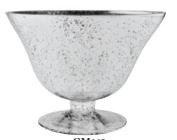 9" Round Silver Mercury Pedestal Bowl