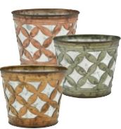 4.75" Round Flower Cut Out Metal Pots