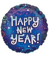 18" Happy New Year's Swirling New Year Balloon