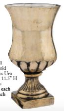 11.5" Round Gold Pedestal Glass Vase
