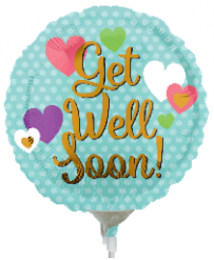 4" Pre-Inflated Get Well Soon Hearts Balloon
