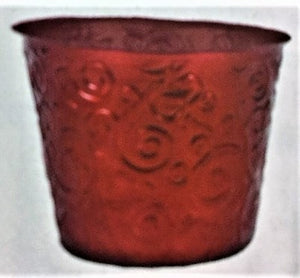6" Red Scrollwork Plastic Pot Cover