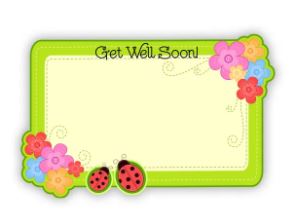 Enclosure Card - Get Well Soon - Lady Bugs and Flowers