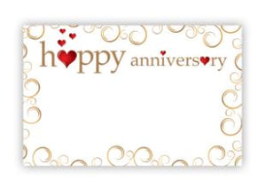 Enclosure Card - Happy Anniversary - Golden Swirls & Red Hearts