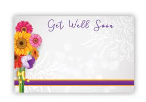 Enclosure Card - Get Well Soon -  Bouquet with Purple Band