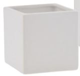 5" Matte White Stoneware Cube