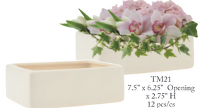 7.4" Rectangular Matte Ivory Stoneware Planter