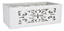 10.75" Rectangle White Open Design Wood Box