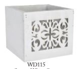 5" Square White Open Design Wood Box
